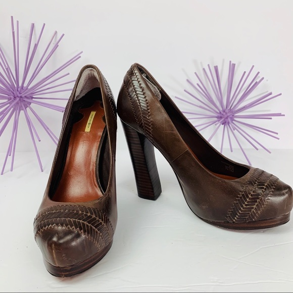 Max Studio Alisa /Brown Basket Weave Platform Heel - Picture 1 of 7